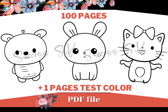 100 Cute Animals Coloring Pages, KDP
