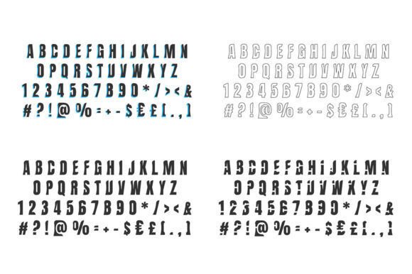 BLACK BOLD AND LINEAR CUT STYLE ALPHABET