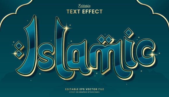 Golden Green Islamic Text Effect for Creative Projects
