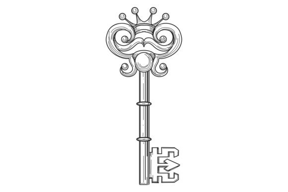 Medieval Key with Metal Crown Ornate Dec: A Timeless Symbol of Power and Elegance