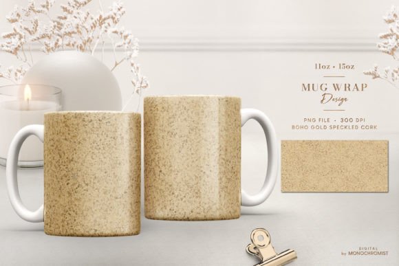 Mug Sublimation Boho Dark Beige Gold