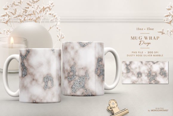 Mug Sublimation Dusty Rose Silver Marble: A Stylish and Practical Design Option