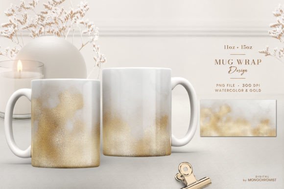 Mug Sublimation Grey Gold Watercolor: A Versatile Design for Creative Projects