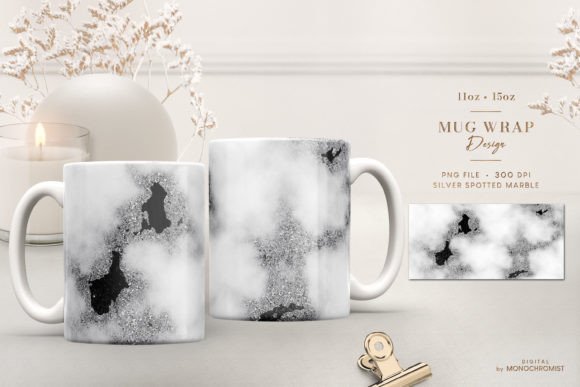 Mug Sublimation White Marble Silver Spot: A Versatile Design for Creative Projects