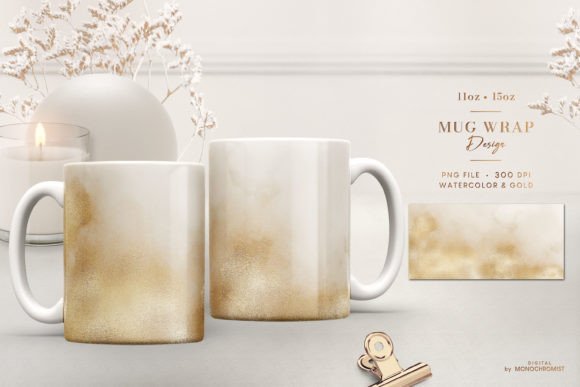 Mug Sublimation Wrap Watercolor Beige