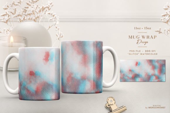 Mug Wrap Iridescent Watercolor PNG: A Modern Design for Creative Expression