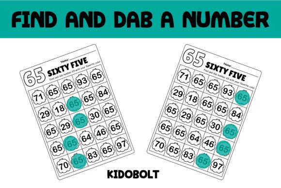 PreK Dab a Dot Number Worksheet - 65