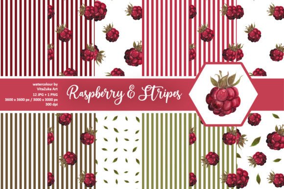 Raspberry and Stripes Digital Paper Set: A Creative Resource for Designers and Crafters