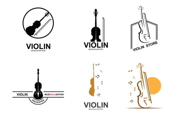 Set of Violin or Cello Logo Design