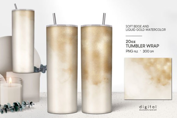 Tumbler Wrap Beige Gold Watercolor: A Versatile Design for Sublimation Projects