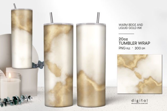 Tumbler Wrap Beige Liquid Gold Ink PNG: A Versatile Design for Sublimation Projects